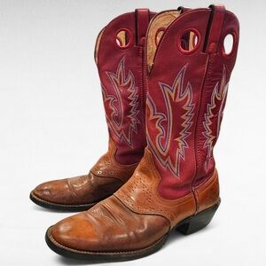 Rocky Men's Western Boots Leather Red and Brown Size 8.5M